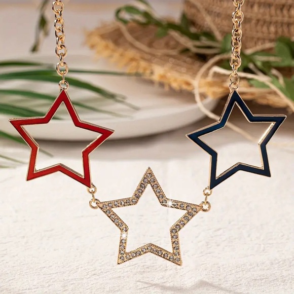 Patriotic Star Crystal Necklace - Picture 1 of 5